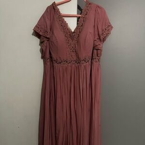 Azazie Dusty Rose Lace Dress